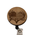 Rustic American Flag and Deer Antler Rack Badge Reel