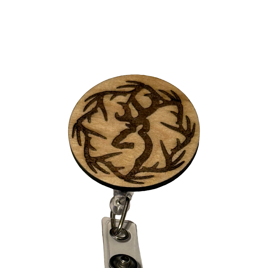 Rustic Deer and Antlers Badge Reel