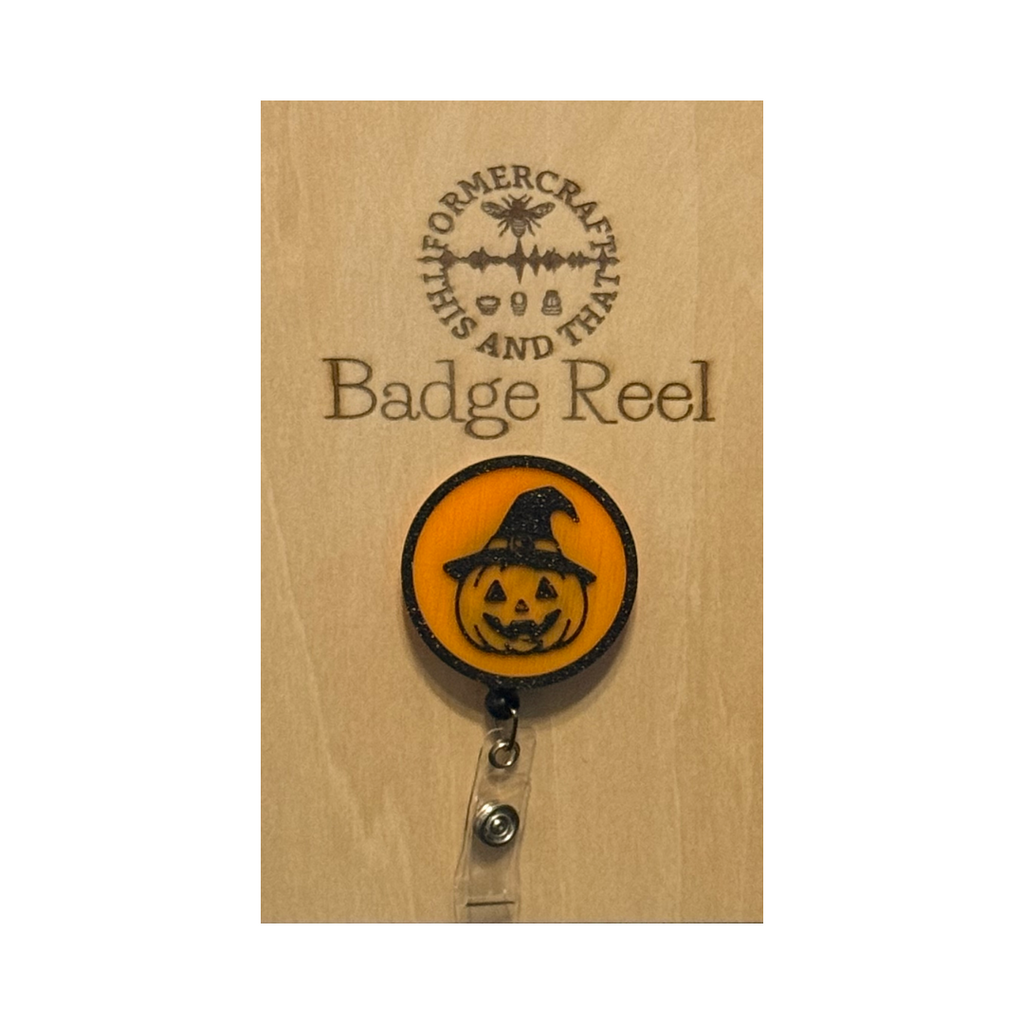 Cute Pumpkin Round Badge Reel 