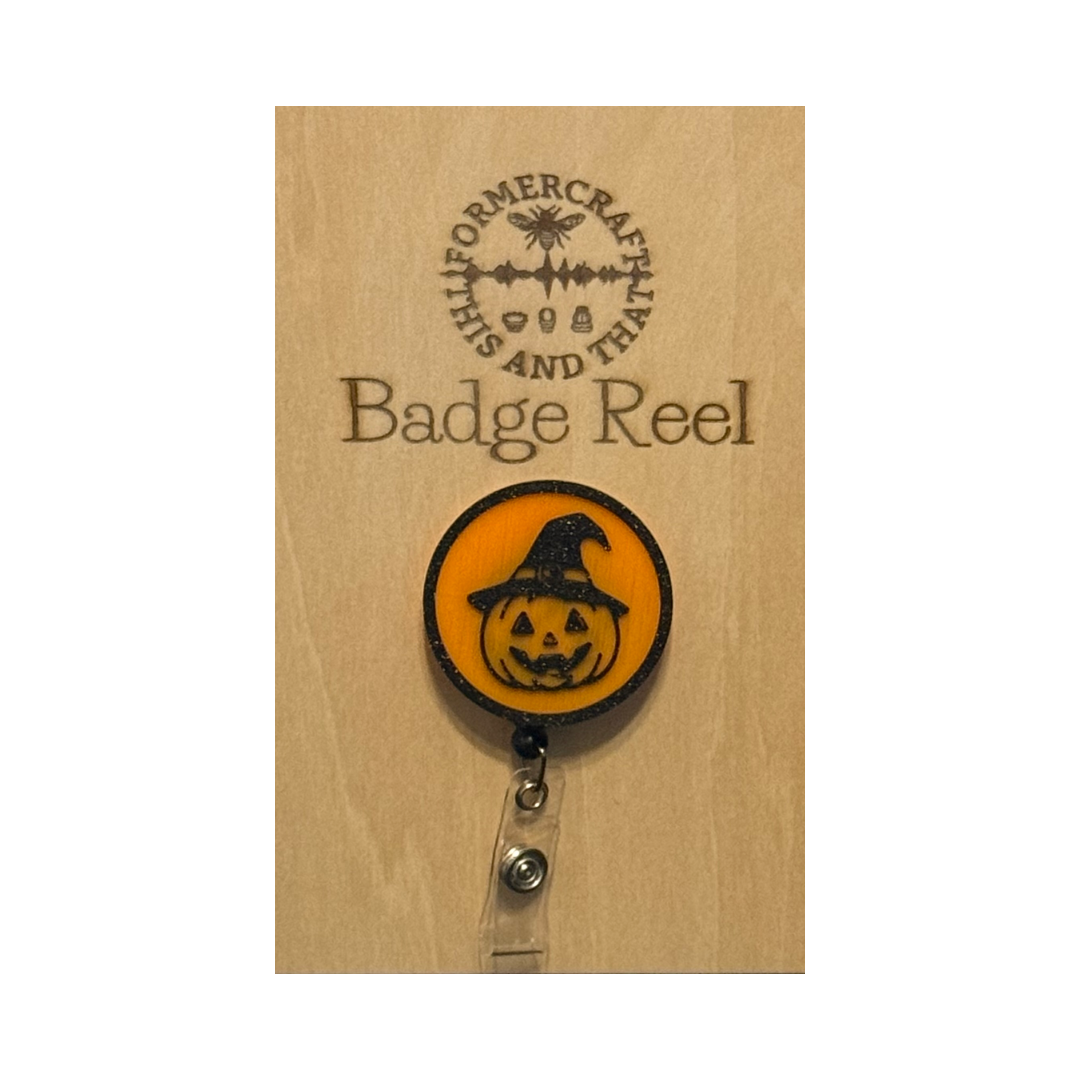 Cute Pumpkin Round Badge Reel 