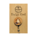 Floral Ghost Wooden Laser Engraved Badge Reel