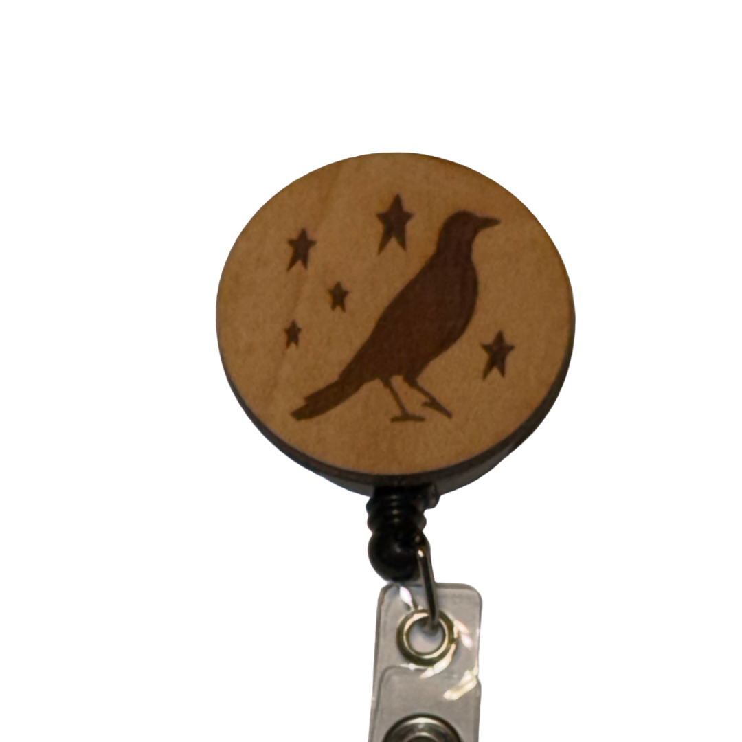 Primitive Crow and Barn Star Badge Reel