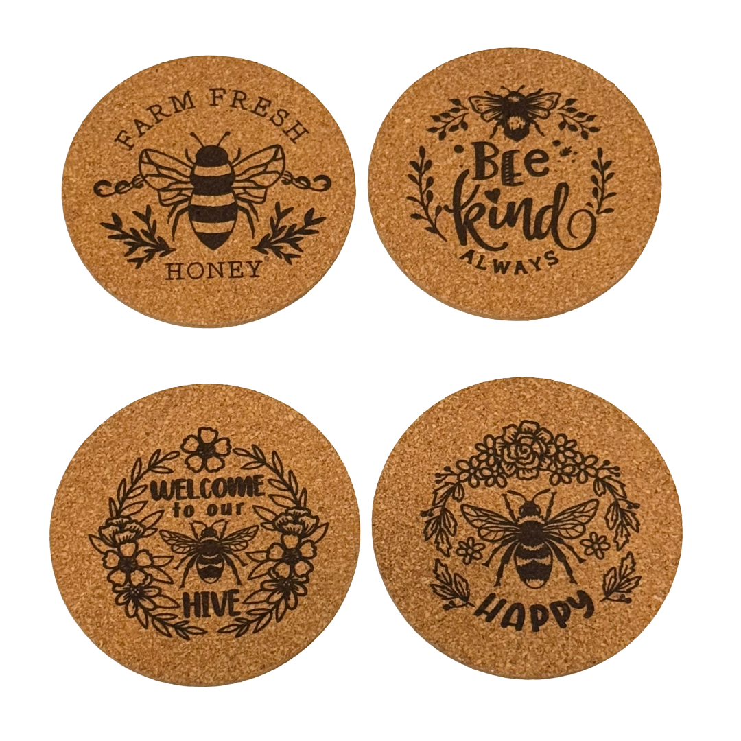 Honey Bee Cork Coasters