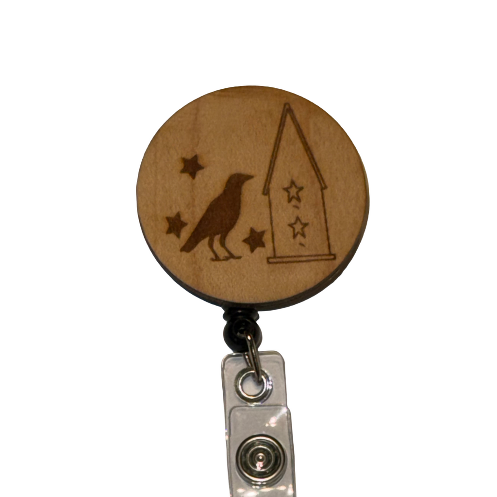 Primitive Crow and Barn Badge Reel
