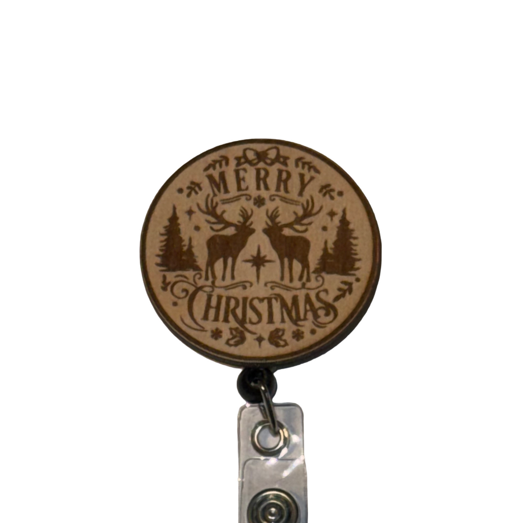 Merry Christmas Winter Deer Badge Reel