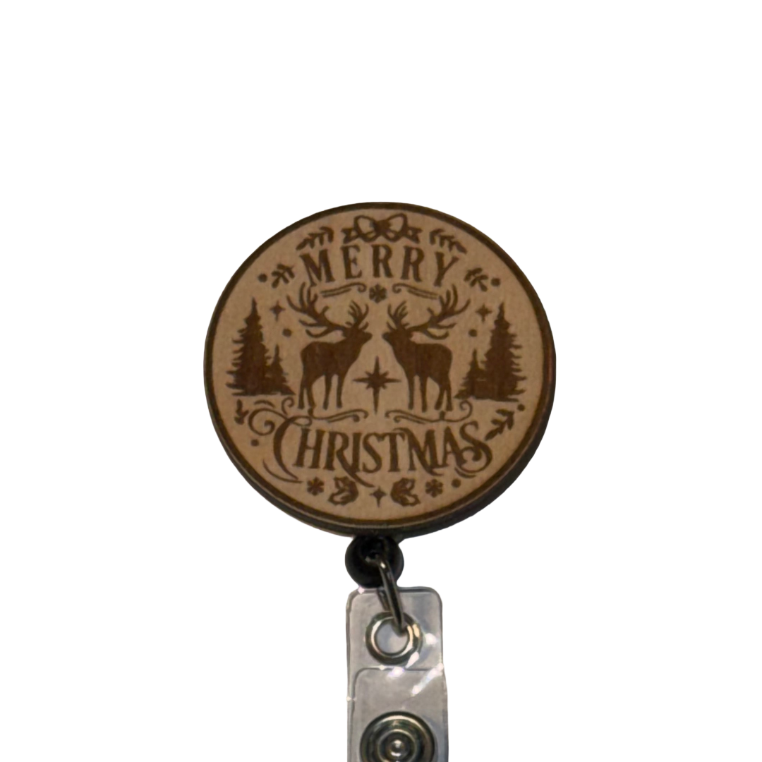 Merry Christmas Winter Deer Badge Reel