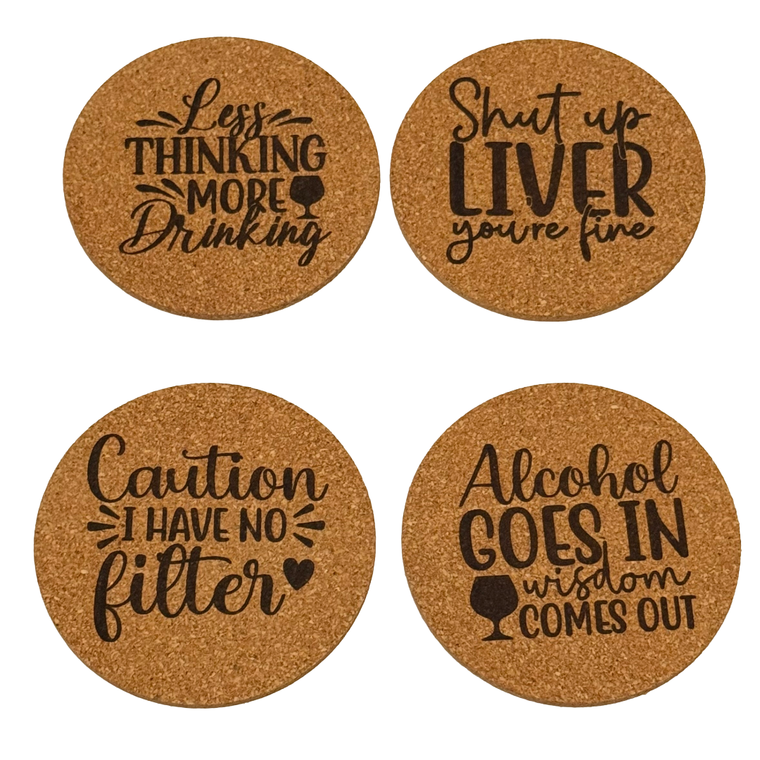 Fun Drink Saying Cork Coasters