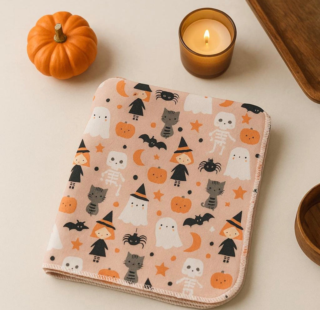 Halloween Reusable Paperless Towels – 6 Pack | Printed Cotton Flannel Kitchen Towels | Eco-Friendly Reusable Cleaning Cloths