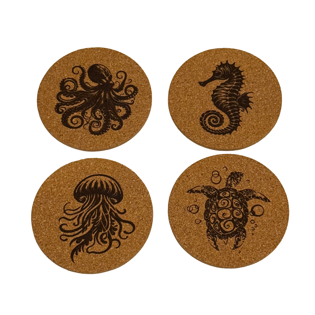 Nautical Sea Life Cork Coasters
