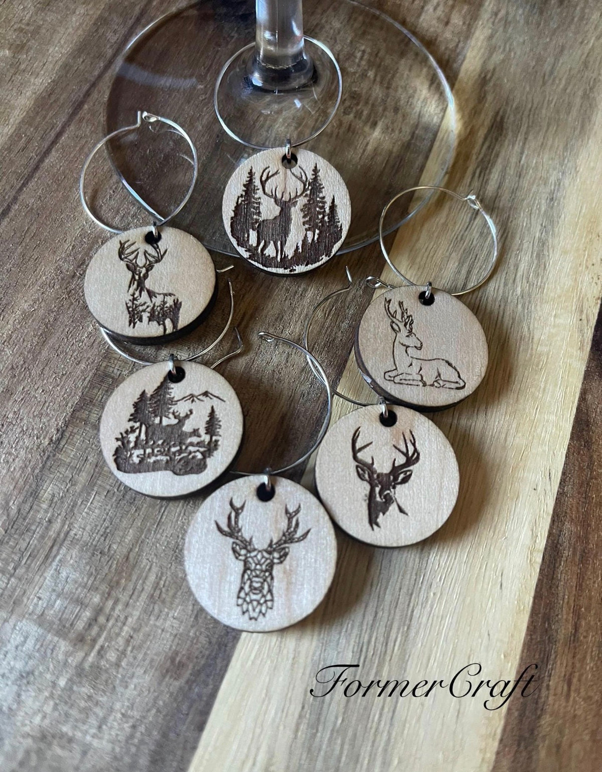Rustic Deer Drink Wine Charms