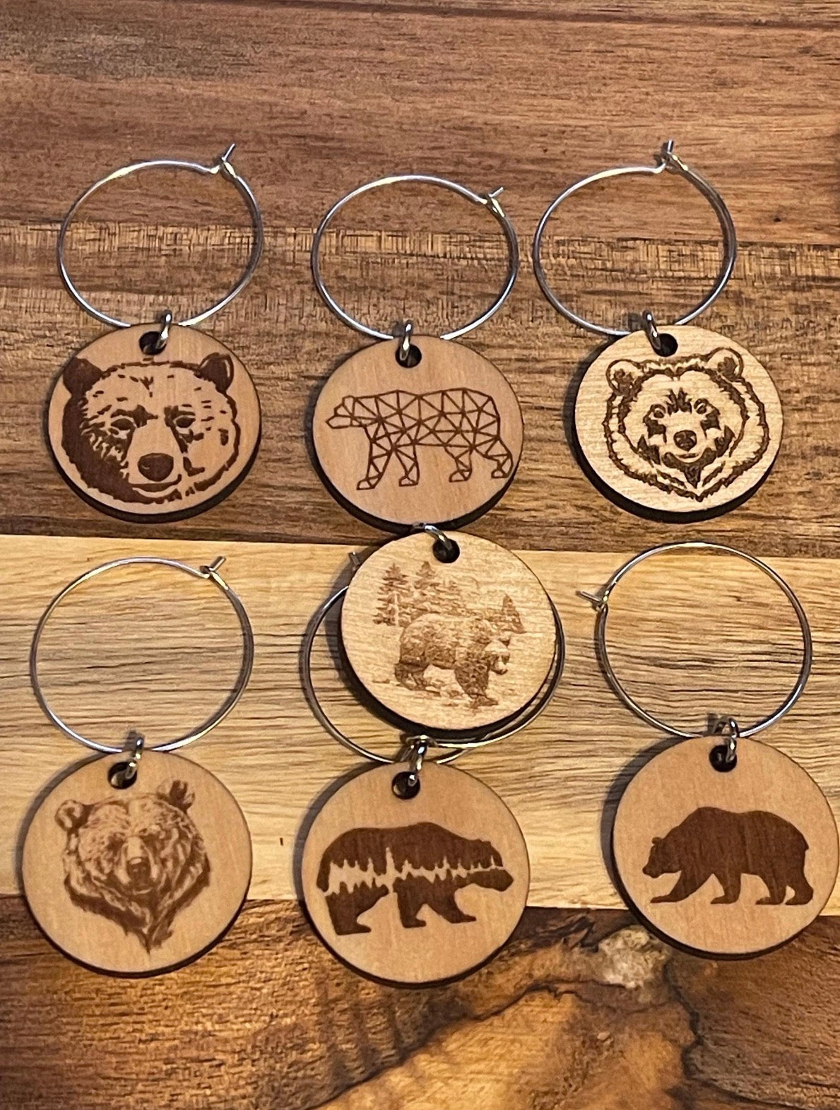 Rustic Bear Drink Wine Charms