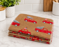 Christmas Red Truck Set of 6 Reusable Cotton Flannel Towels – Washable Unpaper Towels, Eco-Friendly Kitchen Towels